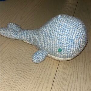 Handmade Blue and White Crochet Whale Toy